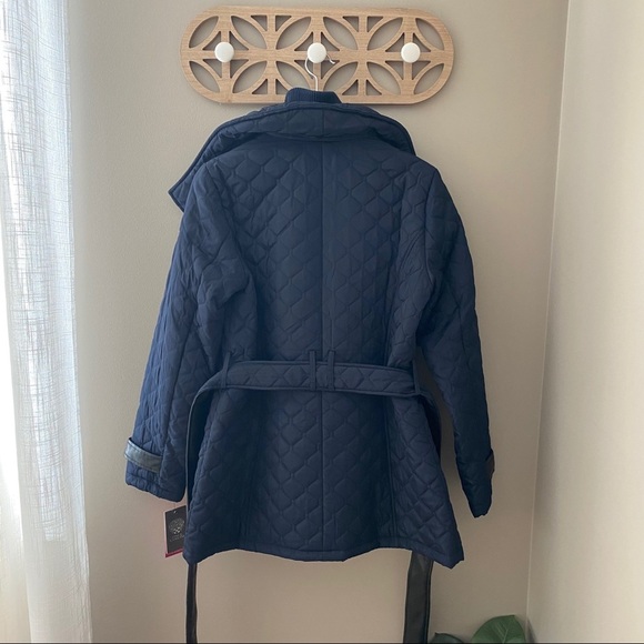 Vince Camuto Belted Quilted Jacket Blue Sz Small - Picture 10 of 12